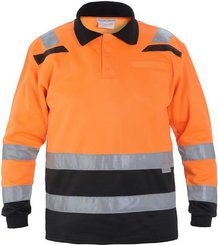 Vêtements et protections - Vêtement  - Polo Sweatshirt, taille 2XL/46, manches longues, orange/noir, par Hydrowear