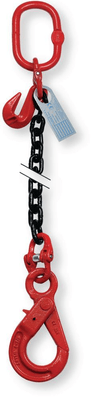 Equipement d'atelier - Equipement d'atelier divers - Elingue de levage chaîne grade 80 haute résistance, Ø 10 mm 1 brin, 3 m , crochet automatique à oeil avec crochet raccourcisseur