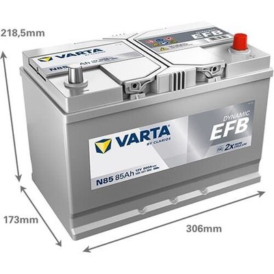 Pièces agricoles - Eclairage - Batterie 12V 85Ah 800A N85 VARTA Dynamic EFB