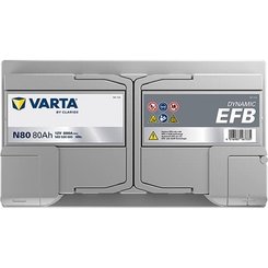 Pièces agricoles - Eclairage - Batterie 12V 80Ah 800A N80 VARTA Dynamic EFB