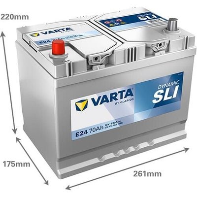 Pièces agricoles - Eclairage - Batterie 12V 70Ah 630A E24 VARTA Dynamic SLI