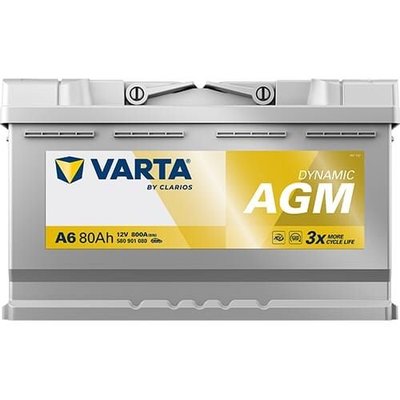 Pièces agricoles - Eclairage - Batterie 12V 80Ah 800A A6 VARTA Dynamic AGM
