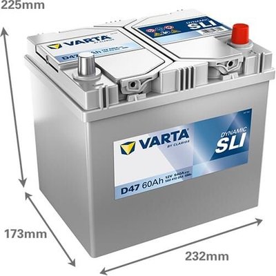Pièces agricoles - Eclairage - Batterie 12V 60Ah 540A D47 VARTA Dynamic SLI