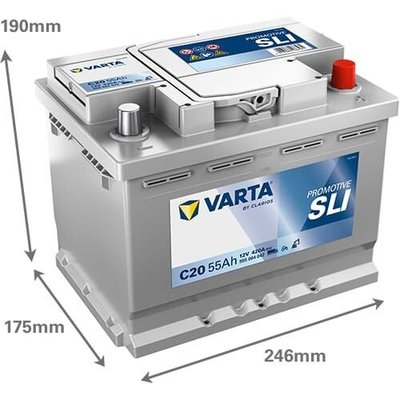 Pièces agricoles - Eclairage - Batterie 12V 55Ah 420A C20 VARTA Promotive SLI