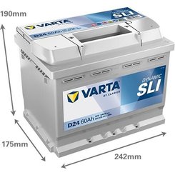 Pièces agricoles - Eclairage - Batterie 12V 60Ah 540A D24 VARTA Dynamic SLI