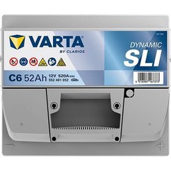 Pièces agricoles - Eclairage - Batterie 12V 52Ah 520A C6 VARTA Dynamic SLI