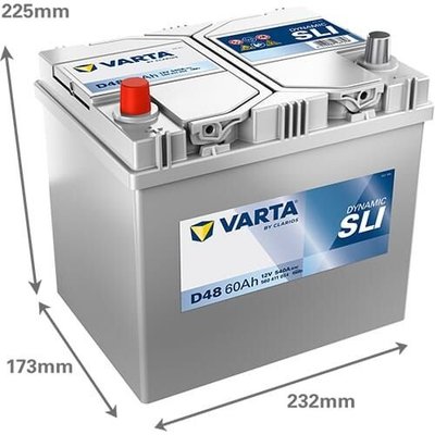 Pièces agricoles - Eclairage - Batterie 12V 60Ah 540A D48 VARTA Dynamic SLI