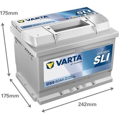 Pièces agricoles - Eclairage - Batterie 12V 60Ah 540A D59 VARTA Dynamic SLI