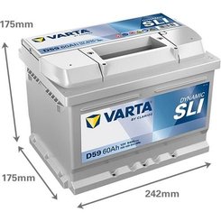 Pièces agricoles - Eclairage - Batterie 12V 60Ah 540A D59 VARTA Dynamic SLI