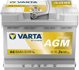 Pièces agricoles - Eclairage - Batterie 12V 60Ah 680A A8 VARTA Dynamic AGM