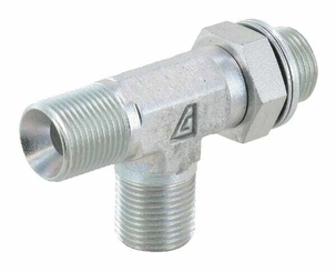 Pièces agricoles - Hydraulique - Racc. en T régl. male 1" BSP