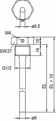Pièces agricoles - Hydraulique - Doigt de gant TH-V4A/100 mm Acier inoxydable