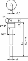 Pièces agricoles - Hydraulique - Doigt de gant TH-V4A/100 mm Acier inoxydable