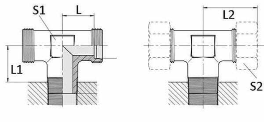 Pièces agricoles - Hydraulique - Té 12L - M16