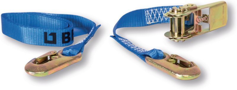 Equipement d'atelier - Equipement d'atelier divers - Sangle d’arrimage à cliquet avec mousqueton, en deux pièces 500 daN 6 m x 25 mm (par 1)
