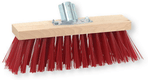 Balai cantonnier fibre synthétique rouge support bois longueur 32 cm douille galvanisée pour manche diamètre 28 mm. (par 1)