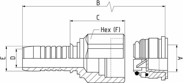 Pièces agricoles - Hydraulique - Embout DN06-ø10-WEO 1/4"