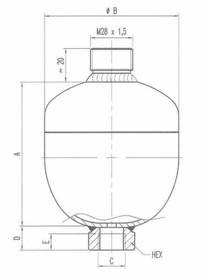Pièces agricoles - Hydraulique - Accumulateur 0,16 l 210/100bar