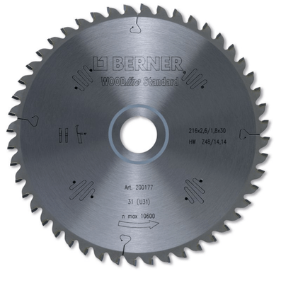 Electroportatif - Electroportatif divers et accessoires - Lame bois carbure, wood 160x2,2x20/16 P48 dents positives Standard (par 1)