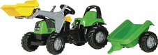 Tracteur à pédales avec chargeur frontal et remorque, Deutz Fahr, à partir de 2,5 ans, rollyKid de Rolly Toys
