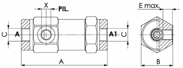 Pièces agricoles - Hydraulique - Clapet anti retour pilote 1/4"