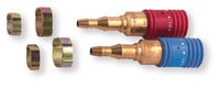 Raccord rapide femelle tuyaux oxygène et acétylène diamètre 6,3mm et 10mm avec douilles étagées pour tuyaux 6,3x12 et 10x17, sys