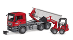 Camion avec conteneur Roll-Off et chargeur compact Schäffer 2630 MAN TGS