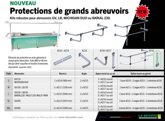 Materiels - Abreuvoir - KIT PROTECTION XL : BARRE 2910MM