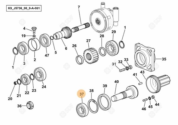 Pièces agricoles - Roulements - roulement 6309 SF.45x100 Deutz-Fahr origine
