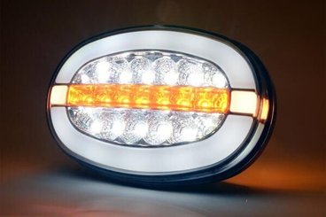 Pièces agricoles - Eclairage - Feu avant multifonction LED, ovale, avec répétiteur, 12-24 V, 136,4 x 91 x 40 mm