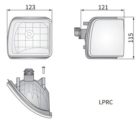Pièces agricoles - Eclairage - Feu de travail d'angle halogène, droit, 12V, 50W, carré, blanc, 123x115x121mm, prise PGJ13, Wesem