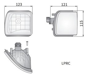 Pièces agricoles - Eclairage - Feu de travail d'angle halogène, droit, 12V, 50W, carré, blanc, 123x115x121mm, prise PGJ13, Wesem
