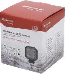 Pièces agricoles - Eclairage - Phare de travail LED, 20W, 3000lm, carrée, blanche, 75x47x107,5mm, Deutsch 2 broches, inondation, Kramp (boîte de 10 pièces)