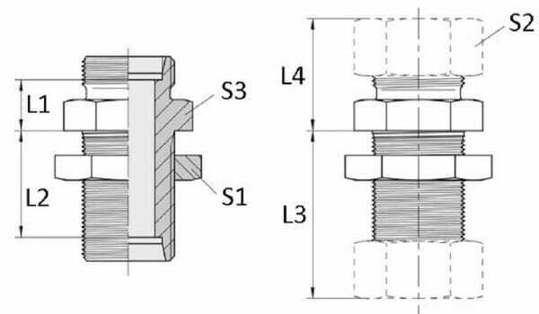 Pièces agricoles - Hydraulique - Raccord de cloison UAG21CLNE