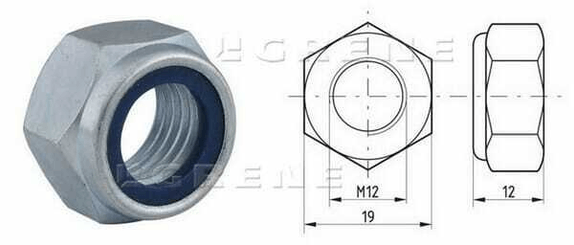 Pièces agricoles - Fasteners - Écrou de blocage hexa DIN985 M12x1,75 en acier zingué |8| Kramp