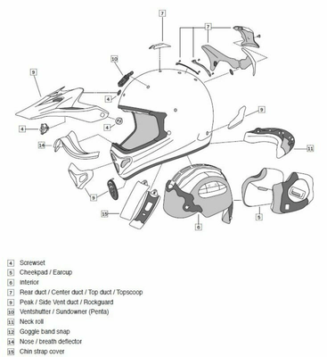 Equipement Quad & Motos - Accessoires quad et moto - Pièces SAV ARAI Veuillez communiquer avec notre service après-ventes pour connaître la pièce correspondant à vos besoins.