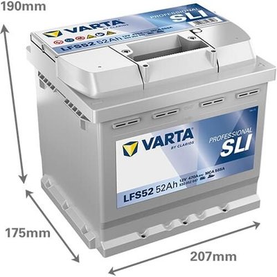Pièces agricoles - Eclairage - Batterie 12V 52Ah 470A LFS52 VARTA Professional Starter