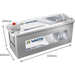 Pièces agricoles - Eclairage - Batterie 12V 190Ah 1050A B90 VARTA Dynamic EFB