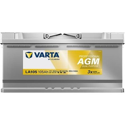 Pièces agricoles - Eclairage - Batterie 12V 105Ah 950A LA105 VARTA Professional Dual Purpose AGM