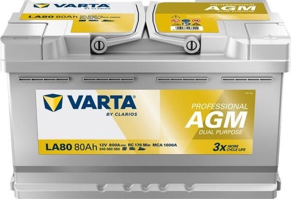 Pièces agricoles - Eclairage - Batterie 12V 80Ah 800A LA80 VARTA Professional Dual Purpose AGM