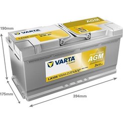 Pièces agricoles - Eclairage - Batterie 12V 105Ah 950A LA105 VARTA Professional Dual Purpose AGM
