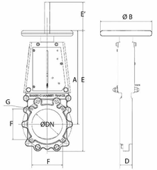 Pièces agricoles - Hydraulique - Vanne à couteau + manivel DN2