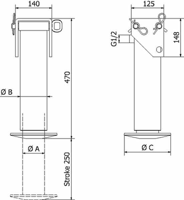 Pièces agricoles - Hydraulique - Pied béquille avec pompe manuelle 3,3 t