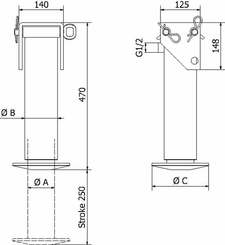 Pièces agricoles - Hydraulique - Pied béquille avec pompe manuelle 3,3 t