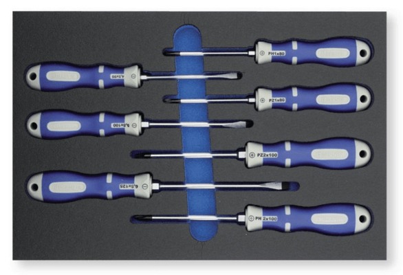 Equipement d'atelier - Equipement d'atelier divers - Mousse pleine 7 tournevis avec 6 pans fente - PH - PZ (par 1)
