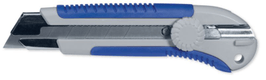 Cutter plastique avec prise de main soft, lame cassable 25 mm avec guide lame métal, blocage lame par molette (par 1)
