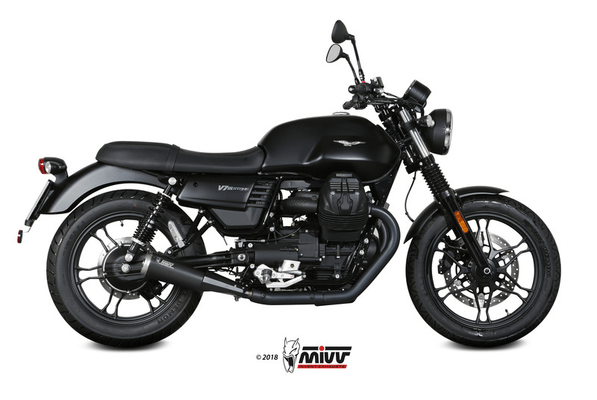 Pièces Quad & Motos - Pièces communes - Silencieux MIVV Ghibli inox noir/casquette inox Moto Guzzi V7 III