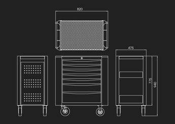 Outils - Outils divers - Servante d'atelier 7 tiroirs série Bumper : grise