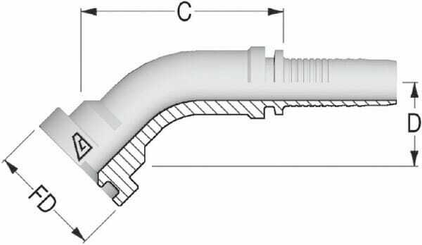 Pièces agricoles - Hydraulique - Embout NS-DN32+bride Ø 63,5