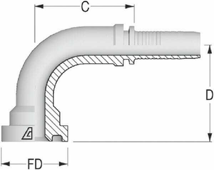 Pièces agricoles - Hydraulique - Embout NS-DN32+bride Ø 63,5m